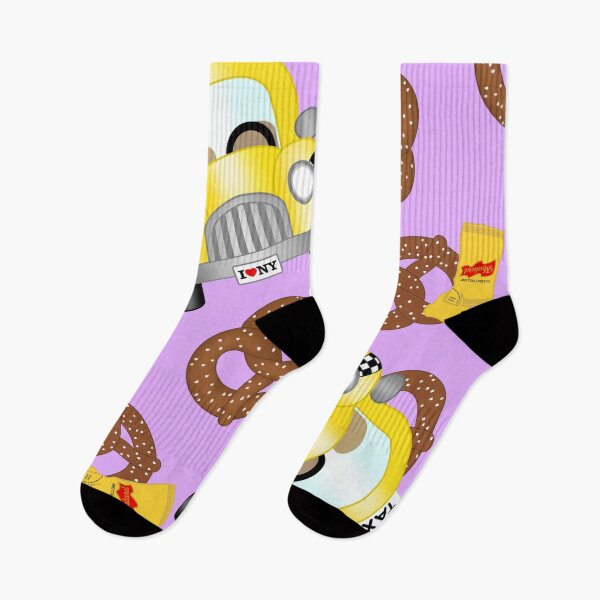 Item preview, I Love NY Pretzel Mustard and Taxi on Light Purple Lilac designed and sold by MBeesShop.
