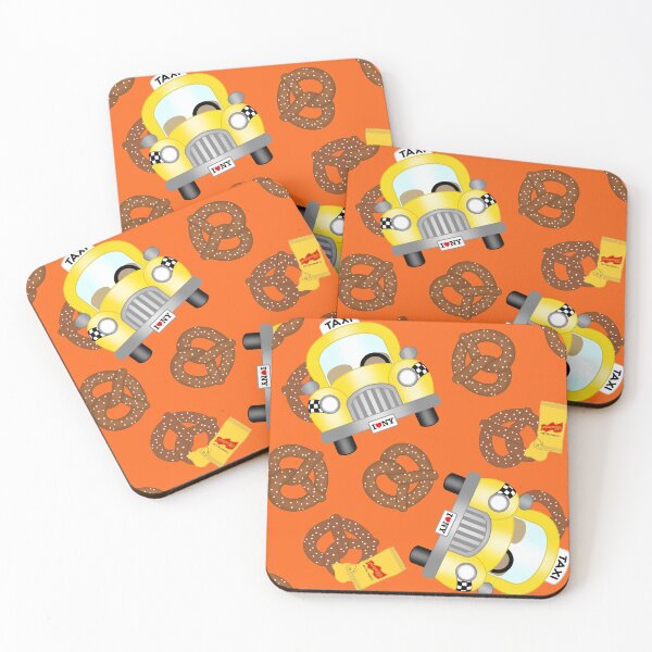 Item preview, I Love NY Pretzel Mustard and Taxi on Orange designed and sold by MBeesShop.