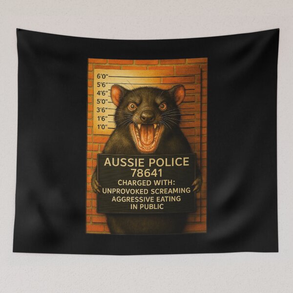 Item preview, Tasmanian Devil Mugshot – Funny Aussie Wildlife Art from Outback Offenders designed and sold by Michael van der Hoorn.