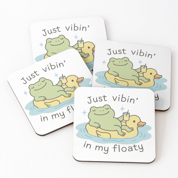 Item preview, Just Vibin’ Frog on Floaty – Cute Relaxing Frog Art  designed and sold by SearionStudio.