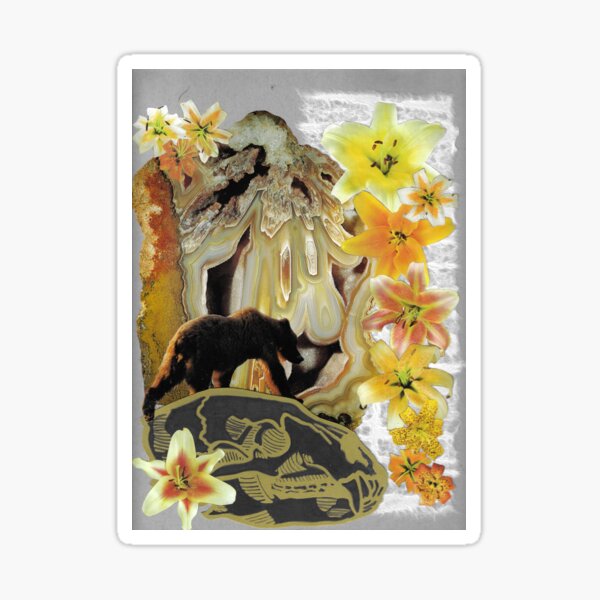 Item preview, Bear & Lillies original cut-paper multimedia collage designed and sold by WildLightRitual.