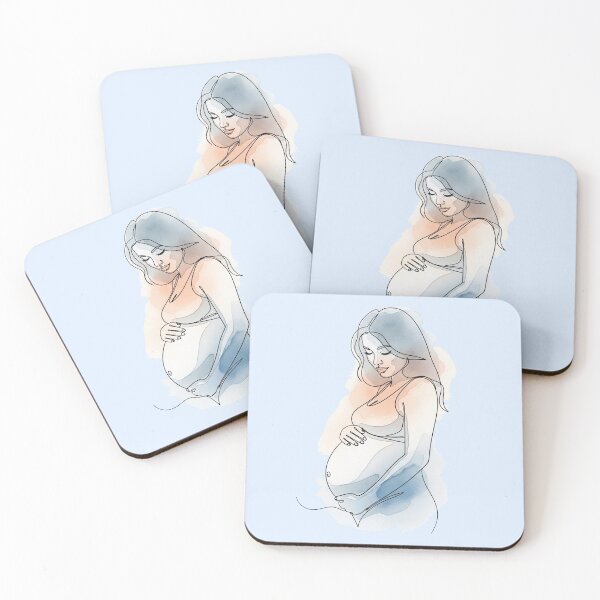 Item preview, Continuous line art pregnant woman with watercolors. designed and sold by Alejaduquep.
