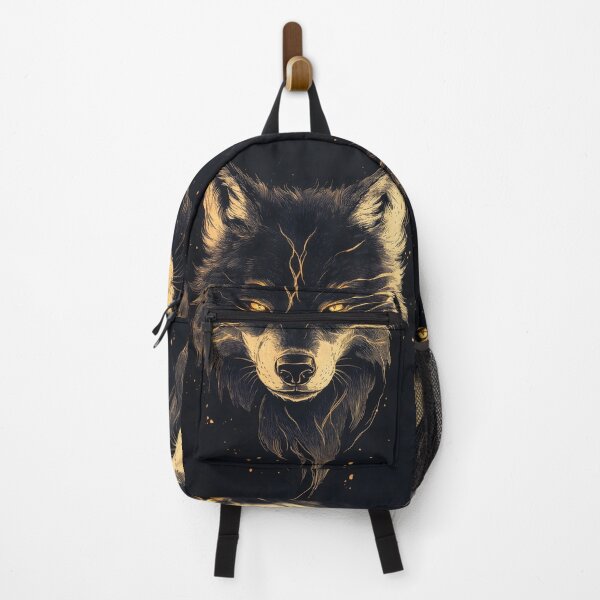 Item preview, Portrait Animal Wolf Nocturnal Gold Line Elegance Dark Majesty Mystery Aura designed and sold by juniorcastros.