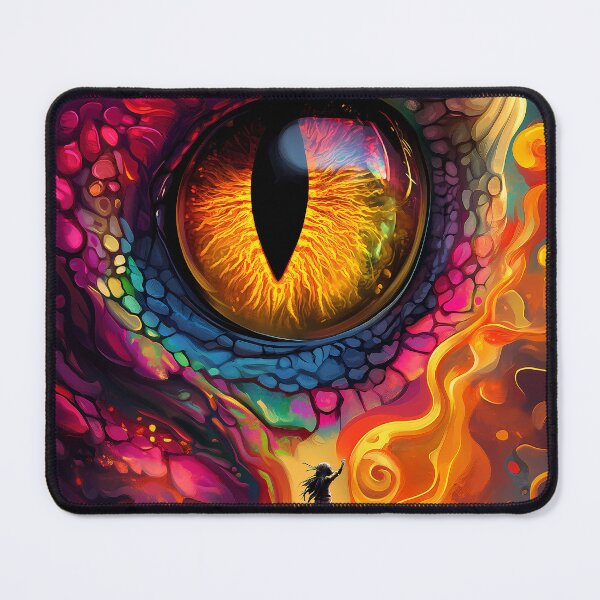 Item preview, Giant Animal Glowing Dragon Eye Facing Lone Hero Amid Psychedelic Firestorm designed and sold by earlobejerk.