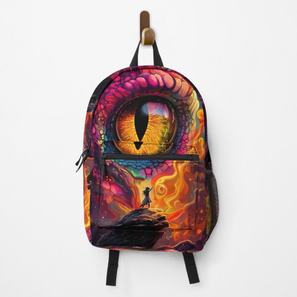 Item preview, Giant Animal Glowing Dragon Eye Facing Lone Hero Amid Psychedelic Firestorm designed and sold by earlobejerk.
