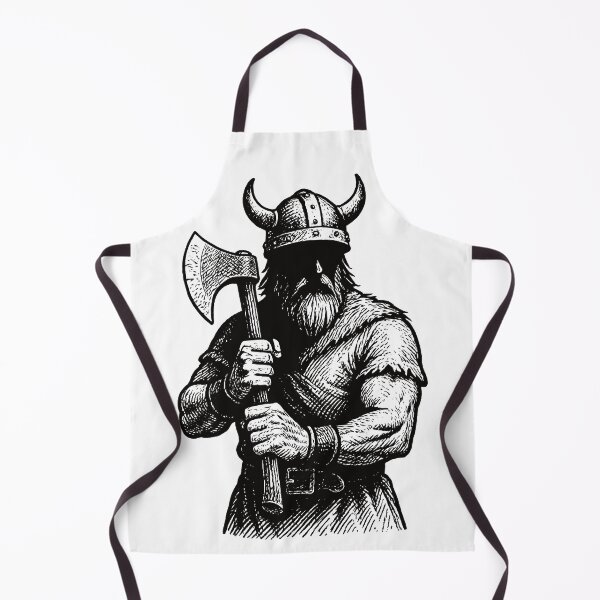 Item preview, Battle ready Viking with an axe, comic line art designed and sold by DufferThings.