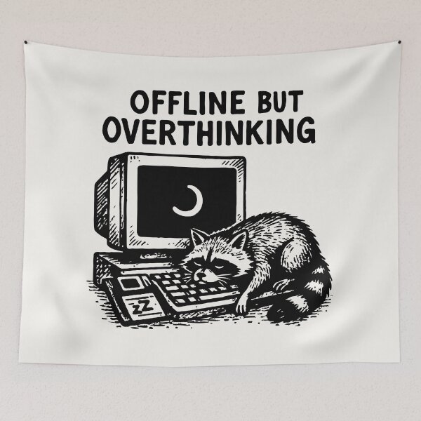 Item preview, Funny Overthinking Raccoon designed and sold by OpalEllery.