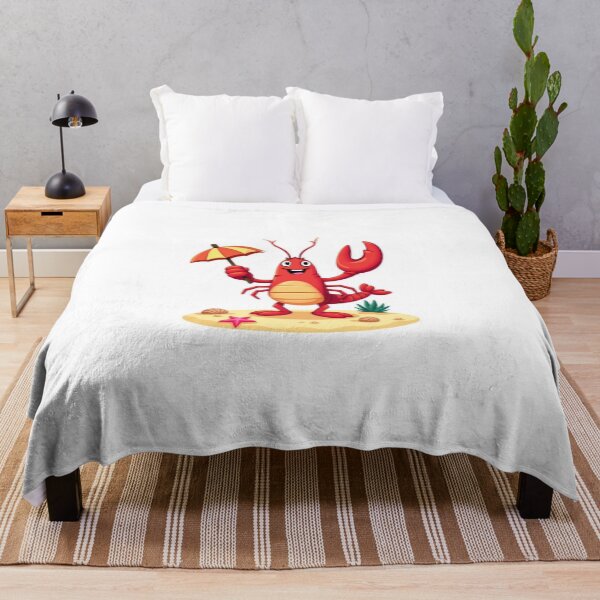 Item preview, Kawaii Lobster with Umbrella – Summer Beach Cartoon designed and sold by CreatvShop.
