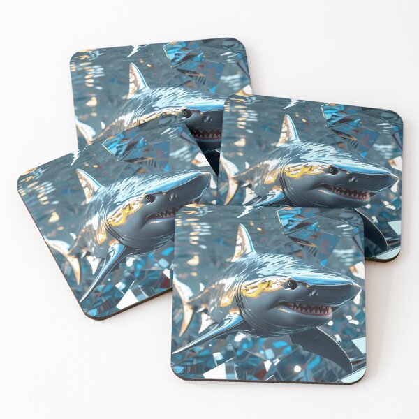 Item preview,  Chrome Tiger Shark Swimming Fragmented, Mirrored For Home Decor designed and sold by Spectime.