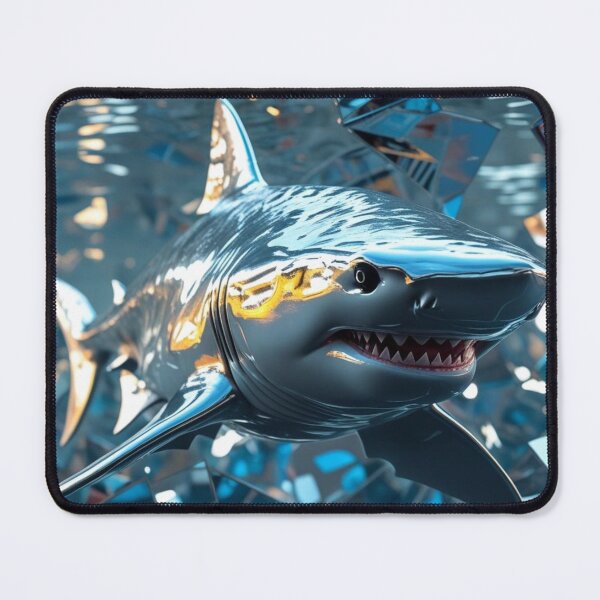 Item preview, Chrome Tiger Shark Swimming Fragmented, Mirrored For Home Decor designed and sold by Spectime.