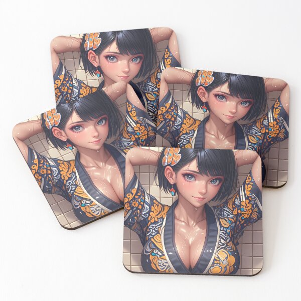 Item preview, Daki Demon Slayer Anime Short Hair Yukata Patterned Blue Orange Design designed and sold by bolleykoldl.
