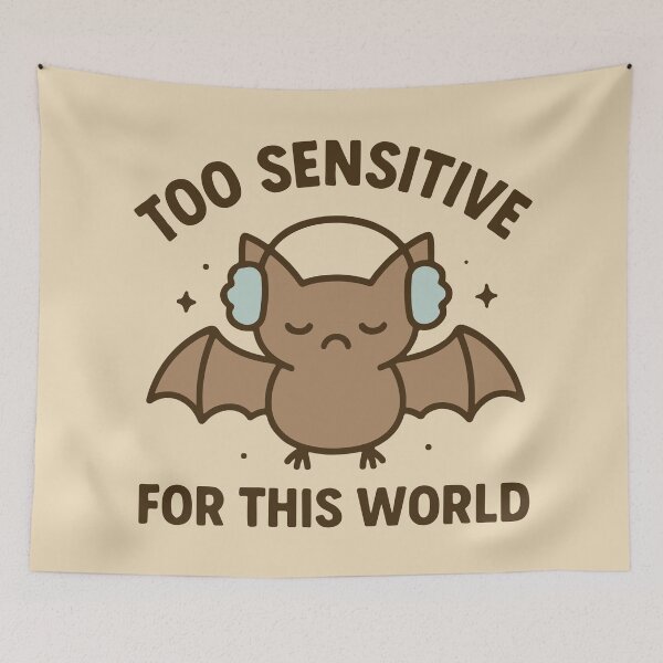 Item preview, Sensitive Bat in Earmuffs Illustration designed and sold by OpalEllery.