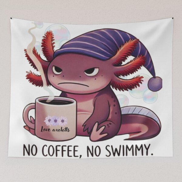 Item preview, Adorable axolotl drinking his favorite coffee designed and sold by Sakurafu21.