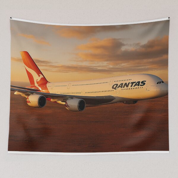 Item preview, El Qantas A380 sobrevuela el interior del país al atardecer designed and sold by Skyframe Aviation.