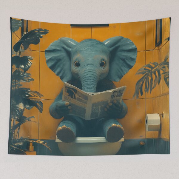 Item preview, Animal Toilet elephant Santa Cozy Reading Winter Window Scene Christmas Joy designed and sold by rivettlihuiq.
