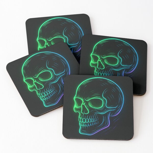 Item preview, Neon Skull Artwork – Glowing Vaporwave Skull Design on Black Background designed and sold by HAFIZ-DP.