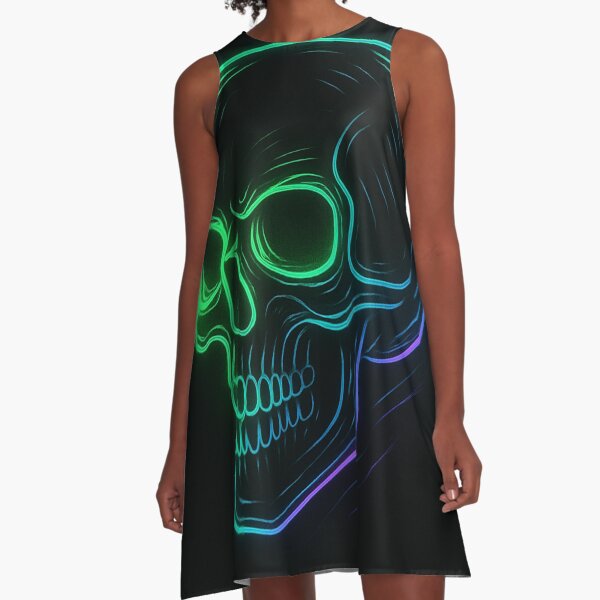 Item preview, Neon Skull Artwork – Glowing Vaporwave Skull Design on Black Background designed and sold by HAFIZ-DP.