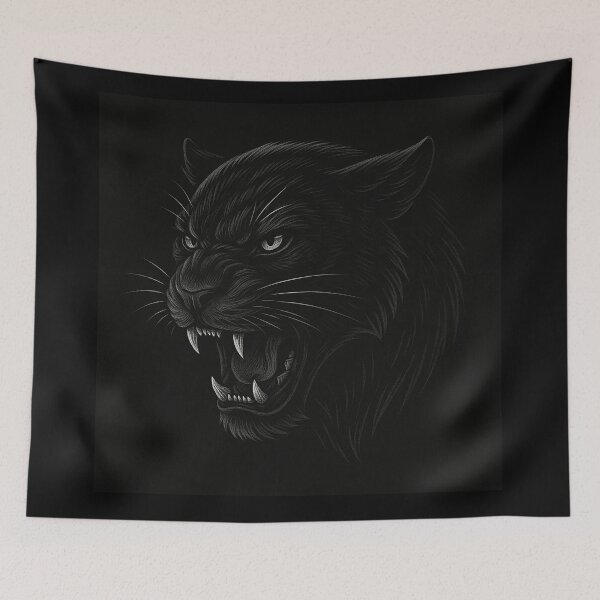 Item preview, Fierce Black Panther Illustration – Dark Roaring Panther Head Art for Streetwear & Decor designed and sold by HAFIZ-DP.