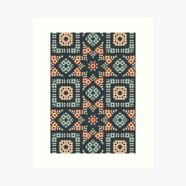 Aperçu de l'œuvre PRAIRIE STAR - 13-2 - Motif étoile rétro de style western sur fond anthracite créée et vendue par Daisy Beatrice.