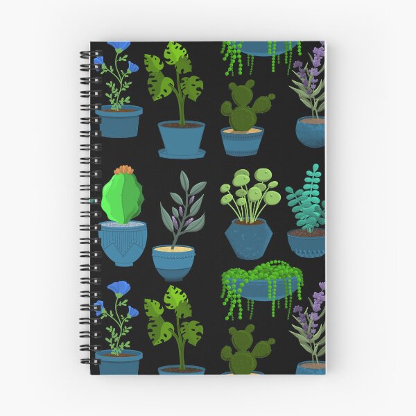 Item preview, Vibrant Potted Plant Seamless Pattern on a Black Background  designed and sold by Cherie Brunetti.