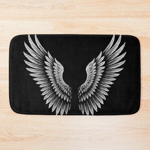 Item preview, Elegant Angel Wings Illustration – Detailed White Wings on Black Background designed and sold by HAFIZ-DP.