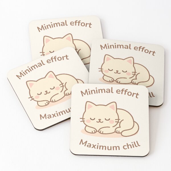 Item preview, Kawaii Lazy Cat Quote – Minimal Effort Maximum Chill Funny Cat Design designed and sold by Purrfect Blend .