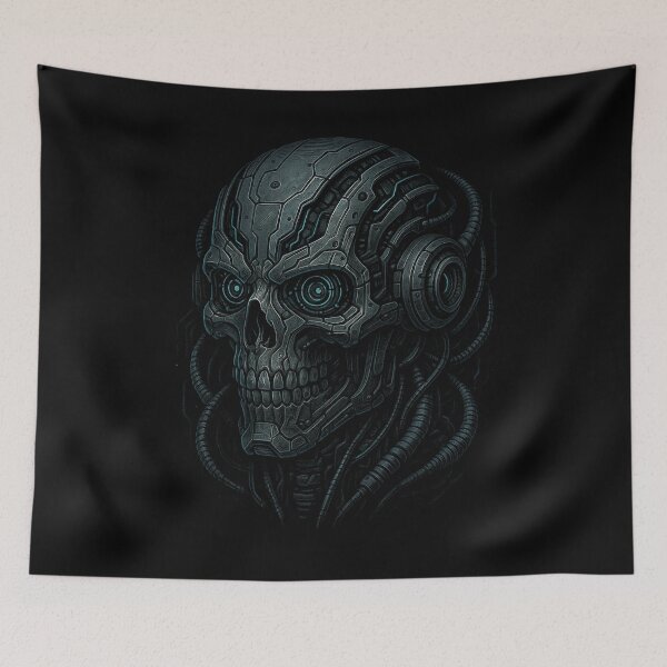 Item preview, Cyber Skull Tech Art – Futuristic Cyborg Skull Illustration with Wires & Circuits designed and sold by HAFIZ-DP.
