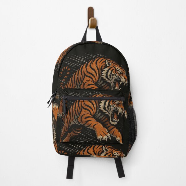 Item preview, Roaring Jumping Tiger Art – Fierce Vintage Tattoo-Style Tiger Illustration designed and sold by HAFIZ-DP.