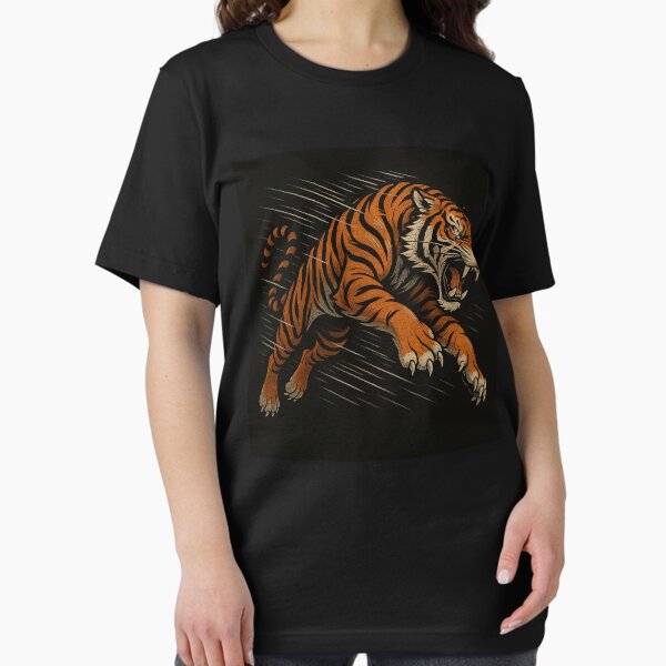 Item preview, Roaring Jumping Tiger Art – Fierce Vintage Tattoo-Style Tiger Illustration designed and sold by HAFIZ-DP.