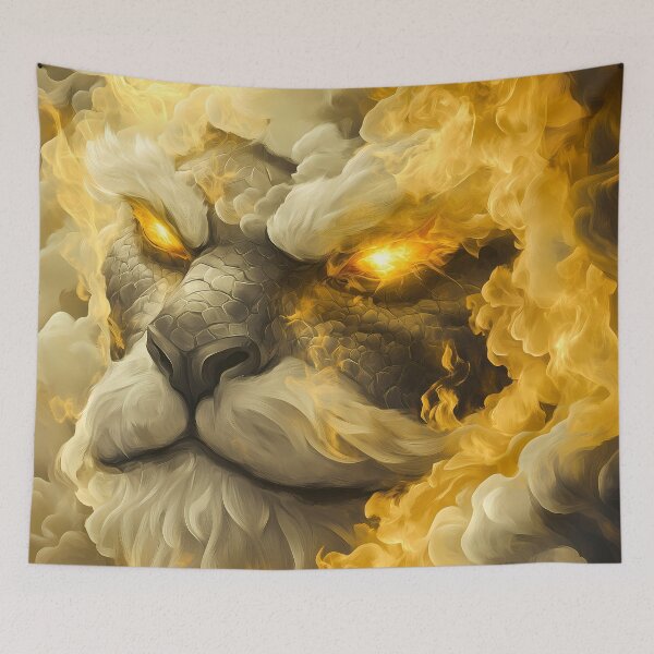 Item preview, Giant Animal Colossal Lion Spirit Golden Gaze Fiery Mane Lone Figure Confrontation designed and sold by telchimabukar.