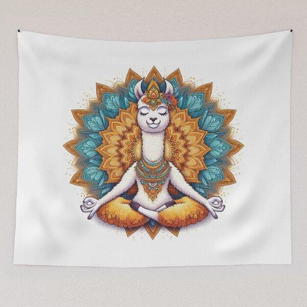 Item preview, ?‍♂️ Zen Llama – Lotus Pose Under Mandala Sun designed and sold by ashokreddy343.