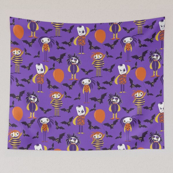 Item preview, Friendly Monster Retro Halloween - Viollet, Orange, Yellow designed and sold by Mr. Reis Design.