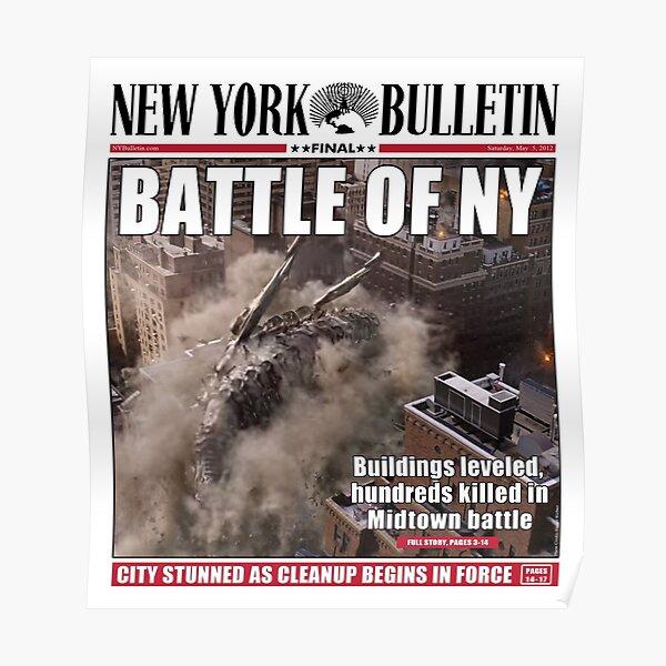 'Battle of New York' Newspaper cover Poster
