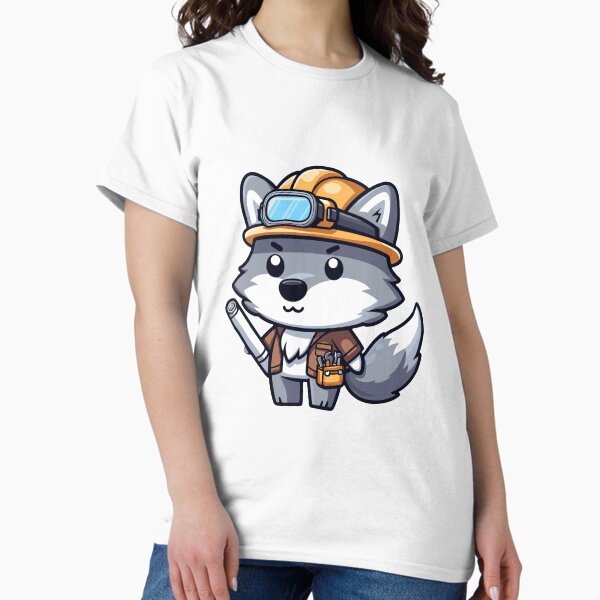 Item preview, Cute Mechanic Wolf with Tools – Yellow Helmet & Mechanic Attire designed and sold by WittyVibes.
