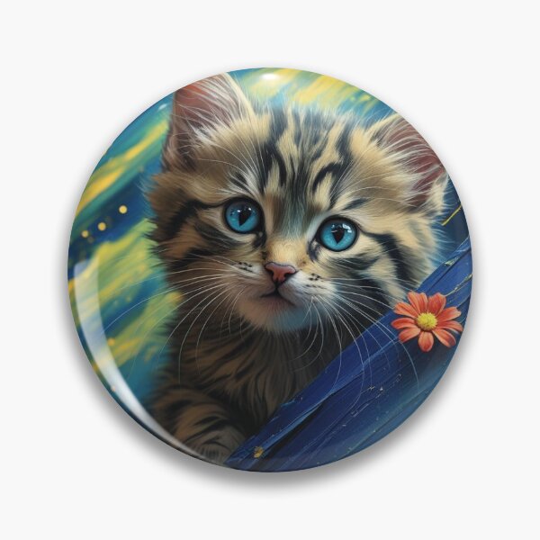 Item preview, A kitten with stars and flowers designed and sold by みきゃん.