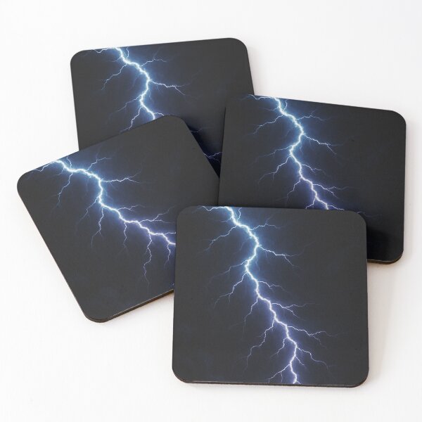 Item preview, Electric Lightning Bolt Art – Intense Blue Lightning Strike on Dark Sky designed and sold by HAFIZ-DP.