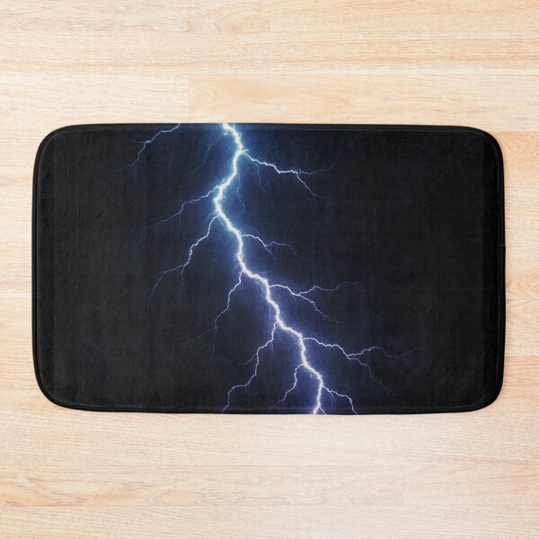 Item preview, Electric Lightning Bolt Art – Intense Blue Lightning Strike on Dark Sky designed and sold by HAFIZ-DP.