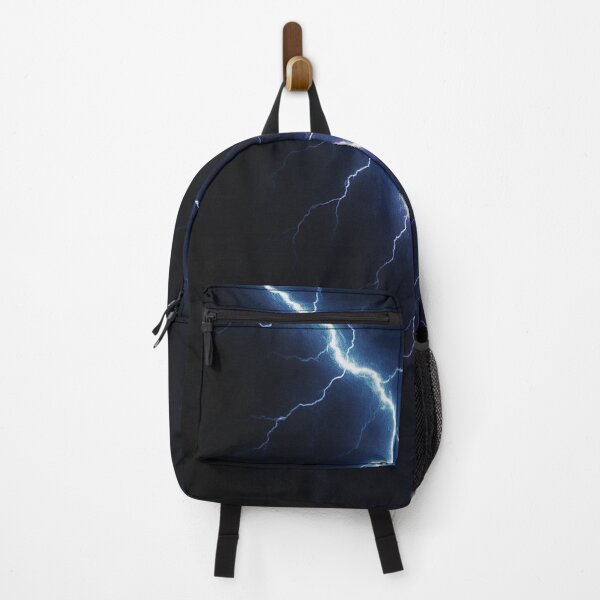 Item preview, Electric Lightning Bolt Art – Intense Blue Lightning Strike on Dark Sky designed and sold by HAFIZ-DP.