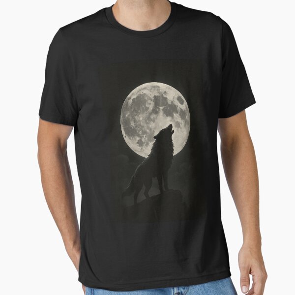 Item preview, Howling Wolf and Full Moon Art – Mystical Night Scene in Monochrome designed and sold by HAFIZ-DP.