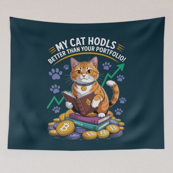 Item preview, Funny Cat Crypto Investor T-Shirt - My Cat HODLS Better Than Your Portfolio designed and sold by pnidesign.