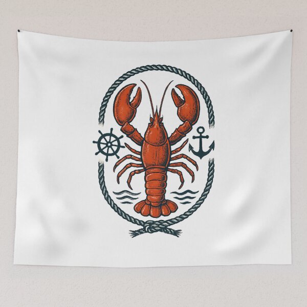 Item preview, Nautical Lobster Rope Design – Vintage Coastal Seafood Aesthetic designed and sold by justyna-s28.