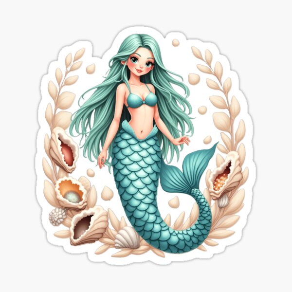 Item preview, lovely  cute mermaid with sea shells designed and sold by nicnacc.