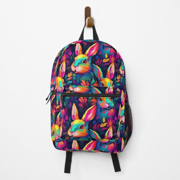 Item preview, Vibrant Neon Rainbow Bunny Seamless Pattern | Psychedelic Animal Art designed and sold by Nuist25.