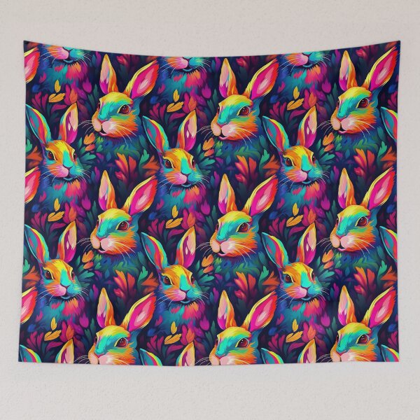 Item preview, Vibrant Neon Rainbow Bunny Seamless Pattern | Psychedelic Animal Art designed and sold by Nuist25.