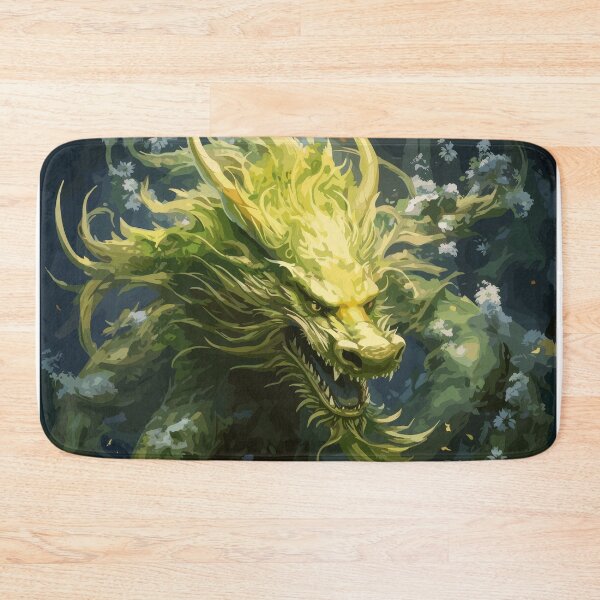 Item preview, Nature's Guardian - Japanese Green Dragon in Mystical Forest | Fantasy Creature Art  designed and sold by Daagath.