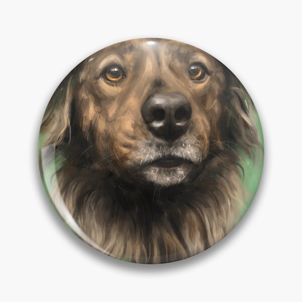 Item preview, Painting of a Brown Brindle Long Hair Dutch Shepherd Staring Directly At You on Green Background designed and sold by ibadishi.