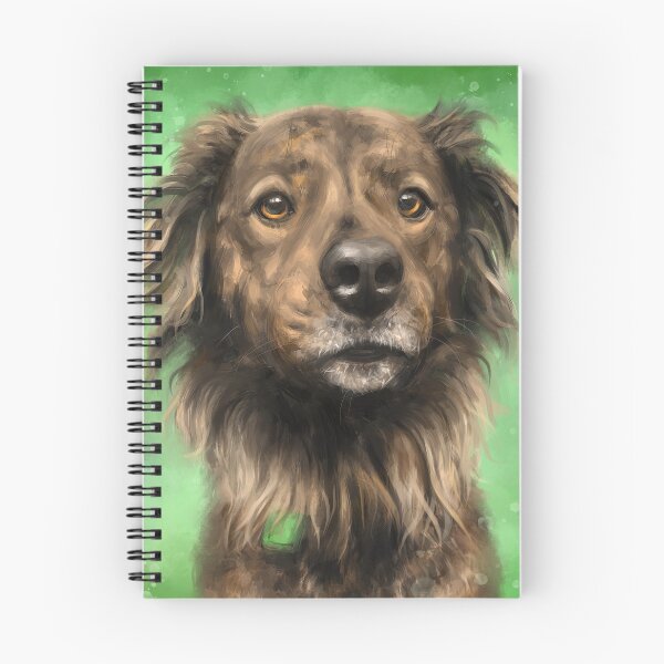 Item preview, Painting of a Brown Brindle Long Hair Dutch Shepherd Staring Directly At You on Green Background designed and sold by ibadishi.