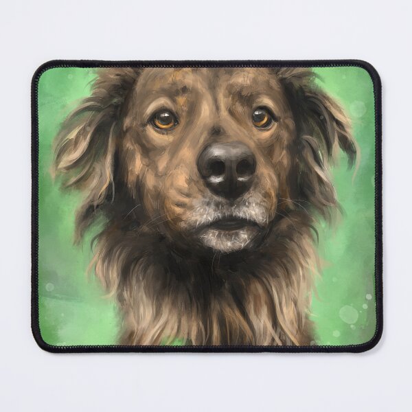 Item preview, Painting of a Brown Brindle Long Hair Dutch Shepherd Staring Directly At You on Green Background designed and sold by ibadishi.