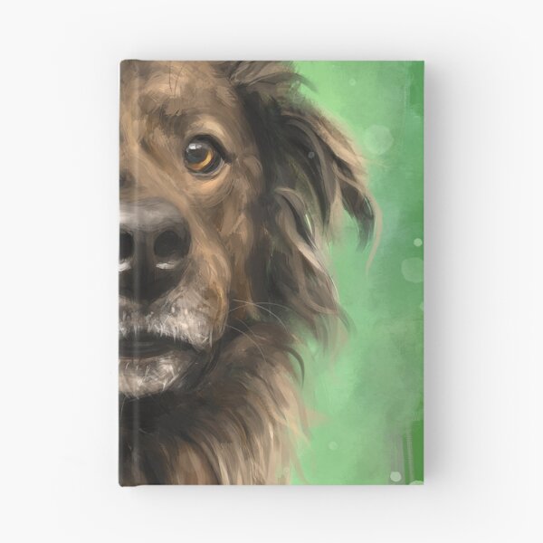 Item preview, Painting of a Brown Brindle Long Hair Dutch Shepherd Staring Directly At You on Green Background designed and sold by ibadishi.