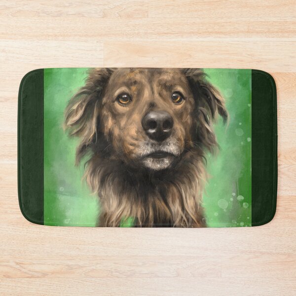 Item preview, Painting of a Brown Brindle Long Hair Dutch Shepherd Staring Directly At You on Green Background designed and sold by ibadishi.